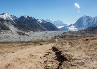 The valley of Khumbu glacier, view from the Kala Patthar - Nepal, Himalayas