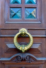Ancient building, wooden  door, France 