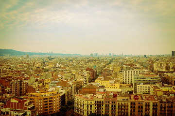 Panoramic aerial view of Barcelona, Spain