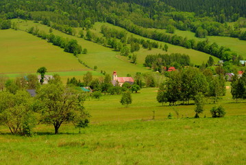 Fototapeta na wymiar Wiejski krajobraz w dolinie