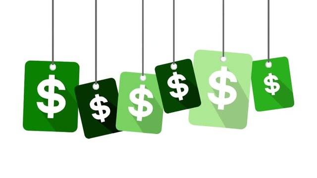 dollars video with green flat tag