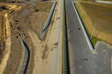 New road construction site aerial view