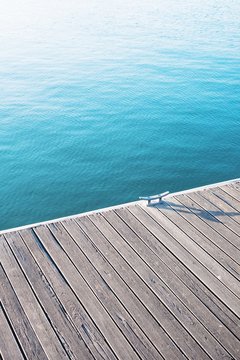 Fototapeta old wood bridge pier