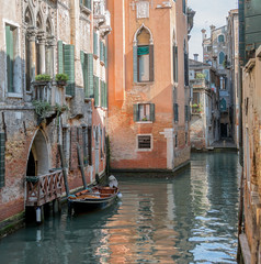Venetian canal in the sunny weather - Venice, Italy © vadim_petrakov
