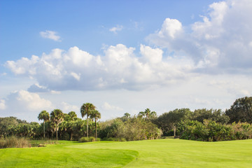 Golf Course under Beautiful Sky
