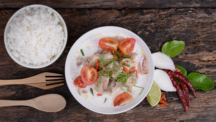 Thai style coconut milk soup with chicken, (Tom Kha Gai )