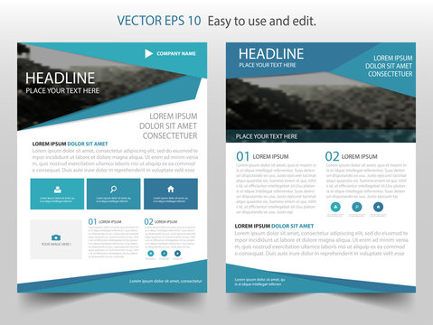 Blue Vector business proposal Leaflet Brochure Flyer template design, book cover layout design, abstract business presentation template, a4 size design
