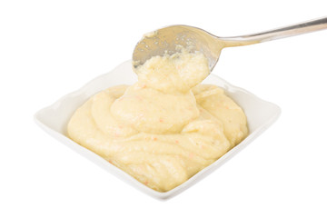 salad cream potato in bowl on white background