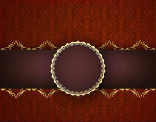 Red patterned background with label. Menu restaurant or bistro pattern