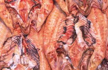 Close up Fresh raw fish meat Background in the market