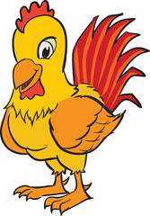 Cartoon rooster clipart - vector illustration