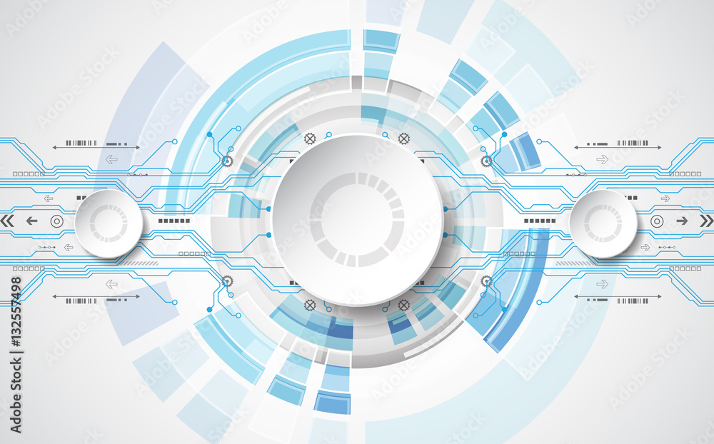 Poster abstract technological background concept with various technology elements. illustration vector