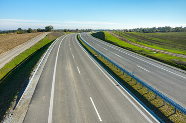 New road construction site aerial view