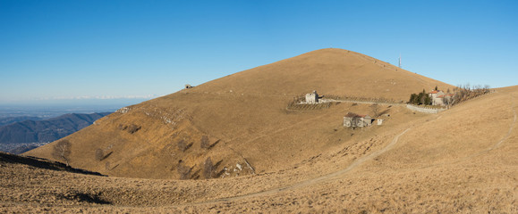 Great landscape with fantastic blue sky on the Orobie Alps and Padana plain a dry winter season...