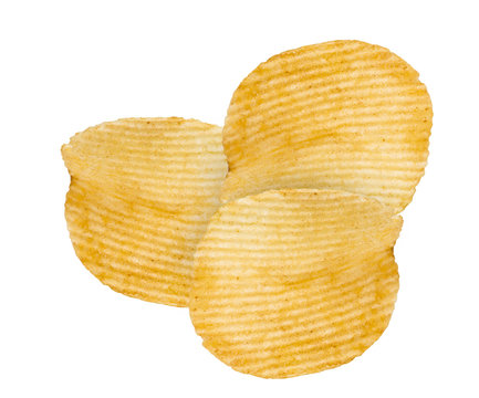 Potato Chips Isolated on white.Close-up image.