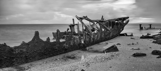 Black and white. Shipwrecked HMQS Gayundah