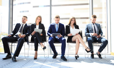 Stressful people waiting for job interview