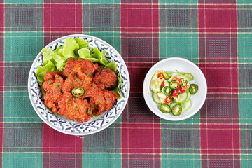 Thai food,Curried fish cake (Tod Mun Pla Krai)