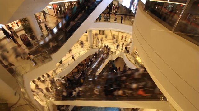 Time lapse people inside a Shopping mall pedestrian