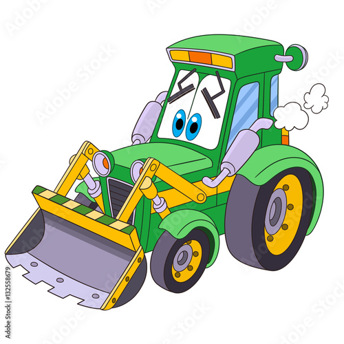 "Cartoon vehicle transport. Tractor (bulldozer), isolated on white