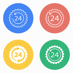 24 hour service icon set.