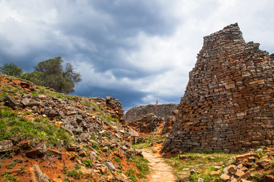 Great Zimbabwe Ruins.  A Path Amongst the Hilltop Ruins.