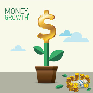 Money Growth. Money Tree. Financial growth concept. for business, marketing, creative, web and graphics concept