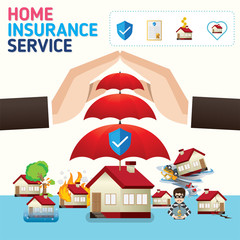 Home insurance business service icons template. Can be used for workflow layout, banner, diagram, number options, web design, timeline, info graphics.Vector illustration.