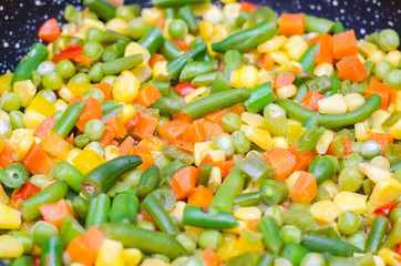stewed sliced vegetables in a pan