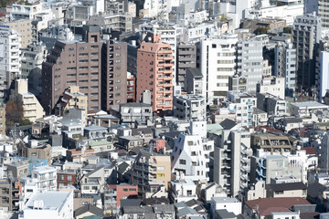 東京都心の街並　クローズアップ　港区　広尾　麻布　密集する住宅街　生活　暮らし