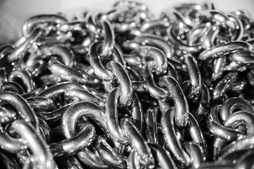 Chrome-plated steel chain.