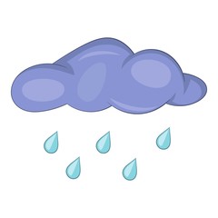 Cloud with rain drops icon, cartoon style