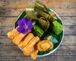 Thai food,deep-fried dough stick or Patongko and Thai dessert (S