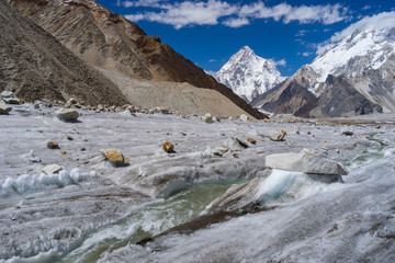 Small canal in front of K2 mountain, Pakistan