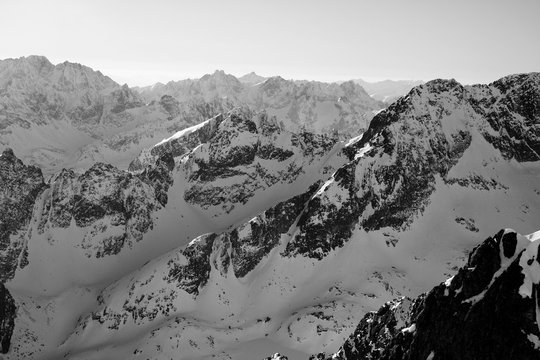 Slowacja 15.02.2015 Widok z Lomnicy zima na Slowackie Tatry Wysokie.