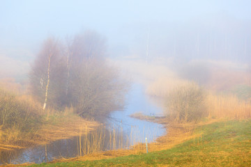 Fototapeta na wymiar River in fog