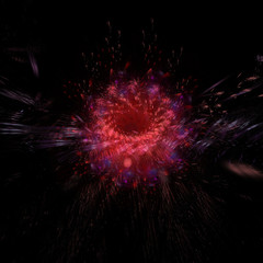 Abstract red black round shining explosive fractal