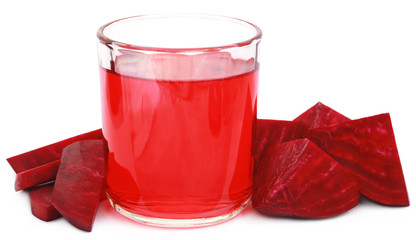 Fresh Beet with juice in glass