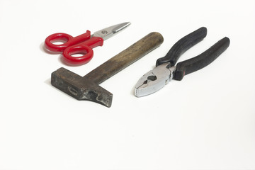 Work tools on a white background