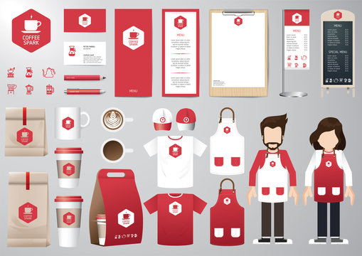 Corporate branding identity mock up template for coffee shop and restaurant. Layout set of corporate identity mock up template. Vector