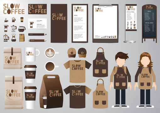 Corporate branding identity mock up template for coffee shop and restaurant. Layout set of corporate identity mock up template. Vector