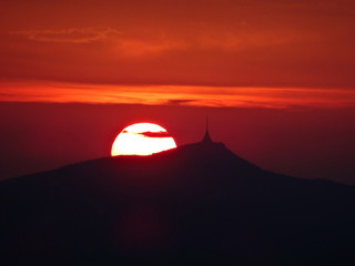 Fototapeta na wymiar Silhouette of Jested tower, Liberec, Czech republic