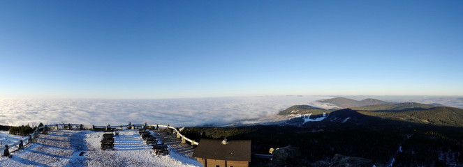 Flowing clouds, View from Jested hill, Liberec district, Czech republic