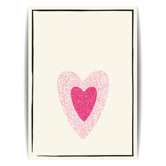 Valentine template with pink glitter heart and place for text