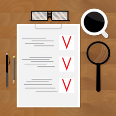 Top view of business plan for table