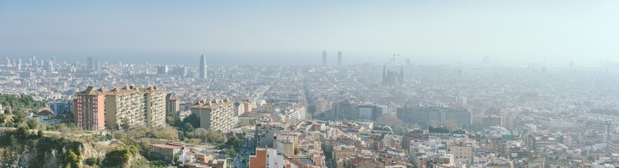 Fototapeta na wymiar Panoramic view of Barcelona, Spain