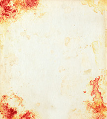 Old paper texture stained with blood on corners - 132568626