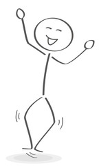 Strichmännchen jubelt und springt vor Freude in die Luft mit einem Luftsprung