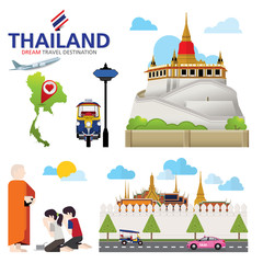 A vector illustration of Info graphic elements for traveling to Thailand, concept Travel to Thailand. Info graphic Element / icon / Symbol , Vector Design