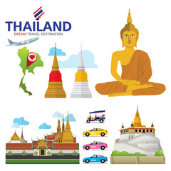 A vector illustration of Info graphic elements for traveling to Thailand, concept Travel to Thailand. Info graphic Element / icon / Symbol , Vector Design